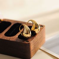 1 Pair Simple Style Artistic Shiny Water Droplets Copper 18K Gold Plated Ear Studs main image 3