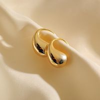 1 Pair Simple Style Artistic Shiny Water Droplets Copper 18K Gold Plated Ear Studs main image 8