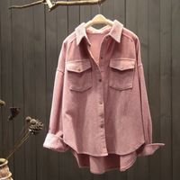 Women's Long Sleeve Blouses Pocket Washed Button Simple Style Solid Color main image 7