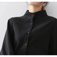 Women's Blouse Long Sleeve Blouses Washed Button Simple Style Solid Color main image 4