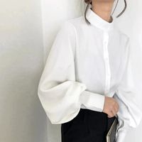 Women's Blouse Long Sleeve Blouses Washed Button Simple Style Solid Color main image 6