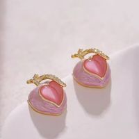 1 Pair Cute Lady Sweet Peach Zinc Alloy Ear Studs sku image 2