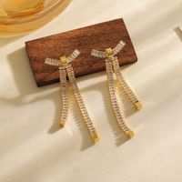 1 Pair Casual Glam Cute Solid Color Plating Inlay Copper Crystal 18K Gold Plated Dangling Earrings main image 7