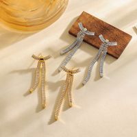 1 Pair Casual Glam Cute Solid Color Plating Inlay Copper Crystal 18K Gold Plated Dangling Earrings main image 1