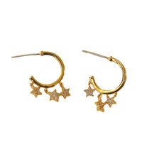 1 Pair Vacation Simple Style Star Plating Inlay Copper Rhinestones 18K Gold Plated Dangling Earrings main image 3