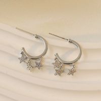 1 Par Vacaciones Estilo Simple Estrella Enchapado Embutido Cobre Diamantes De Imitación Chapados en oro de 18k Pendientes Colgantes sku image 2