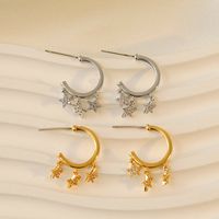 1 Pair Vacation Simple Style Star Plating Inlay Copper Rhinestones 18K Gold Plated Dangling Earrings main image 1