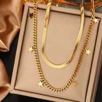 316L Stainless Steel  18K Gold Plated Vintage Style Commute Plating Inlay Devil's Eye Star Moon Turquoise Rhinestones Layered Necklaces main image 4