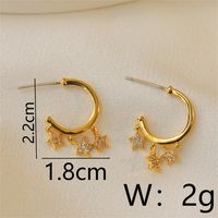 1 Pair Vacation Simple Style Star Plating Inlay Copper Rhinestones 18K Gold Plated Dangling Earrings main image 2