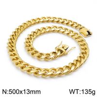 Hip-Hop Retro Geometric Solid Color Titanium Steel Plating Chain 18K Gold Plated Men's Necklace sku image 3