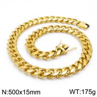 Hip-Hop Retro Geometric Solid Color Titanium Steel Plating Chain 18K Gold Plated Men's Necklace sku image 4