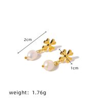1 Pair Simple Style Classic Style Solid Color Plating Inlay Freshwater Pearl Titanium Steel Pearl 18K Gold Plated Drop Earrings sku image 1