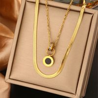 316L Stainless Steel  18K Gold Plated Retro Commute Plating Inlay Round Devil's Eye Heart Shape Artificial Pearls Turquoise Zircon Double Layer Necklaces main image 10