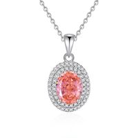 Sterling Silver Simple Style Classic Style Inlay Solid Color High Carbon Diamond Pendant Necklace sku image 1