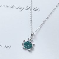 Sterling Silver Cute Lady Sweet Plating Inlay Elephant Frog Artificial Crystal Pendant Necklace main image 9