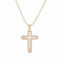 Copper 18K Gold Plated Retro Simple Style Plating Inlay Cross Zircon Pendant Necklace main image 4