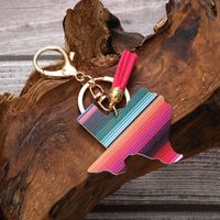 Simple Style Commute Color Block Pu Leather Printing Keychain main image 3