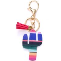Simple Style Commute Color Block Pu Leather Printing Keychain sku image 1