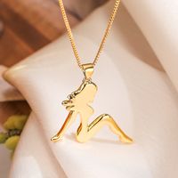 Copper 18K Gold Plated Simple Style Commute Plating Inlay Solid Color Zircon Pendant Necklace main image 3