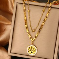 316L Stainless Steel  18K Gold Plated Vintage Style Commute Plating Inlay Devil's Eye Heart Shape Lock Turquoise Rhinestones Pearl Layered Necklaces main image 10