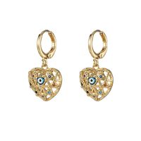 Brass Casual Elegant Luxurious Inlay Round Heart Shape Zircon Rings Earrings sku image 2