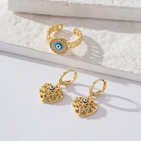 Brass Casual Elegant Luxurious Inlay Round Heart Shape Zircon Rings Earrings main image 5
