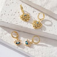 Brass Casual Elegant Luxurious Inlay Round Heart Shape Zircon Rings Earrings main image 6
