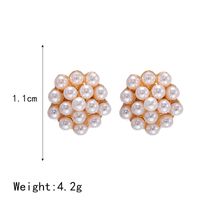 Korea Simple Pearl Geometric Diamond Earrings sku image 2