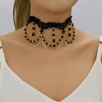Wholesale Jewelry Vintage Style Solid Color Alloy Crystal Inlay Choker sku image 1
