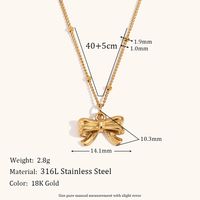 316L Stainless Steel  18K Gold Plated Elegant Bow Knot Earrings Necklace main image 2