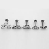 1 Piece Nose Rings & Studs Simple Style Snake Titanium Alloy Flowers Zircon Lip Rings Ear Cartilage Rings & Studs main image 2