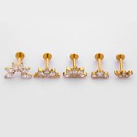 1 Piece Nose Rings & Studs Simple Style Snake Titanium Alloy Flowers Zircon Lip Rings Ear Cartilage Rings & Studs main image 1