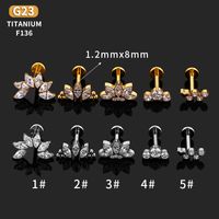 1 Piece Nose Rings & Studs Simple Style Snake Titanium Alloy Flowers Zircon Lip Rings Ear Cartilage Rings & Studs main image 5