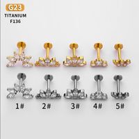 1 Piece Nose Rings & Studs Simple Style Snake Titanium Alloy Flowers Zircon Lip Rings Ear Cartilage Rings & Studs main image 4