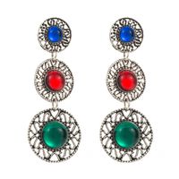 1 Pair Casual Modern Style Classic Style Round Hollow Out Inlay Alloy Resin Resin 18K Gold Plated Drop Earrings Ear Studs sku image 3