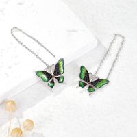 1 Pair Elegant Sweet Pastoral Butterfly Enamel Plating Inlay Sterling Silver Zircon Rhodium Plated Drop Earrings main image 2