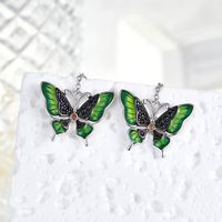1 Pair Elegant Sweet Pastoral Butterfly Enamel Plating Inlay Sterling Silver Zircon Rhodium Plated Drop Earrings main image 3