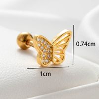 1 Piece Casual Simple Style Butterfly Chain Plating Inlay Copper Zircon Ear Studs main image 4