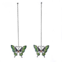 1 Paar Elegant Süss Pastoral Schmetterling Emaille Überzug Inlay Sterling Silber Zirkon Überzogen Mit Rhodium Tropfenohrringe sku image 1