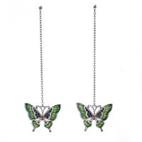 1 Par Elegante Dulce Pastoral Mariposa Esmalte Enchapado Embutido Plata Esterlina Circón Rodio Plateado Pendientes De Gota sku image 1