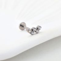 1 Piece Nose Rings & Studs Simple Style Snake Titanium Alloy Flowers Zircon Lip Rings Ear Cartilage Rings & Studs sku image 3