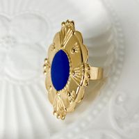 304 Stainless Steel Gold Plated Modern Style Sweet Asymmetrical Enamel Plating Round Water Droplets Turquoise Open Rings main image 5