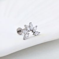 1 Piece Nose Rings & Studs Simple Style Snake Titanium Alloy Flowers Zircon Lip Rings Ear Cartilage Rings & Studs sku image 7