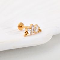1 Piece Nose Rings & Studs Simple Style Snake Titanium Alloy Flowers Zircon Lip Rings Ear Cartilage Rings & Studs sku image 4