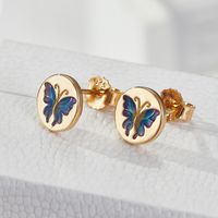 1 Pair Elegant Pastoral Butterfly Plating Sterling Silver Gold Plated Ear Studs main image 1