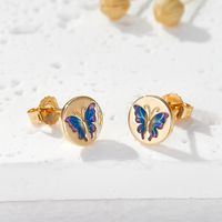 1 Pair Elegant Pastoral Butterfly Plating Sterling Silver Gold Plated Ear Studs main image 3
