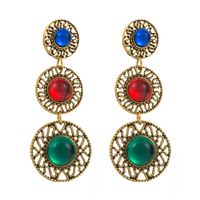 1 Pair Casual Modern Style Classic Style Round Hollow Out Inlay Alloy Resin Resin 18K Gold Plated Drop Earrings Ear Studs sku image 4
