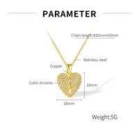 Wholesale IG Style Shiny Heart Shape Wings 304 Stainless Steel Copper Inlay Zircon Pendant Necklace main image 2