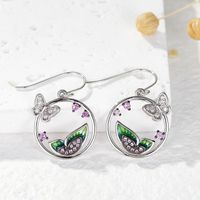1 Pair Elegant Lady Sweet Butterfly Enamel Inlay Sterling Silver Zircon Drop Earrings main image 4