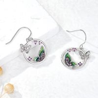 1 Pair Elegant Lady Sweet Butterfly Enamel Inlay Sterling Silver Zircon Drop Earrings main image 3